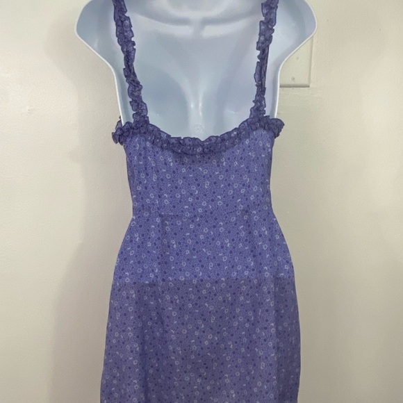 Realization Par Julia Dress in Purple Haze Silk Floral Ruffle Mini Babydoll - Picture 6 of 12